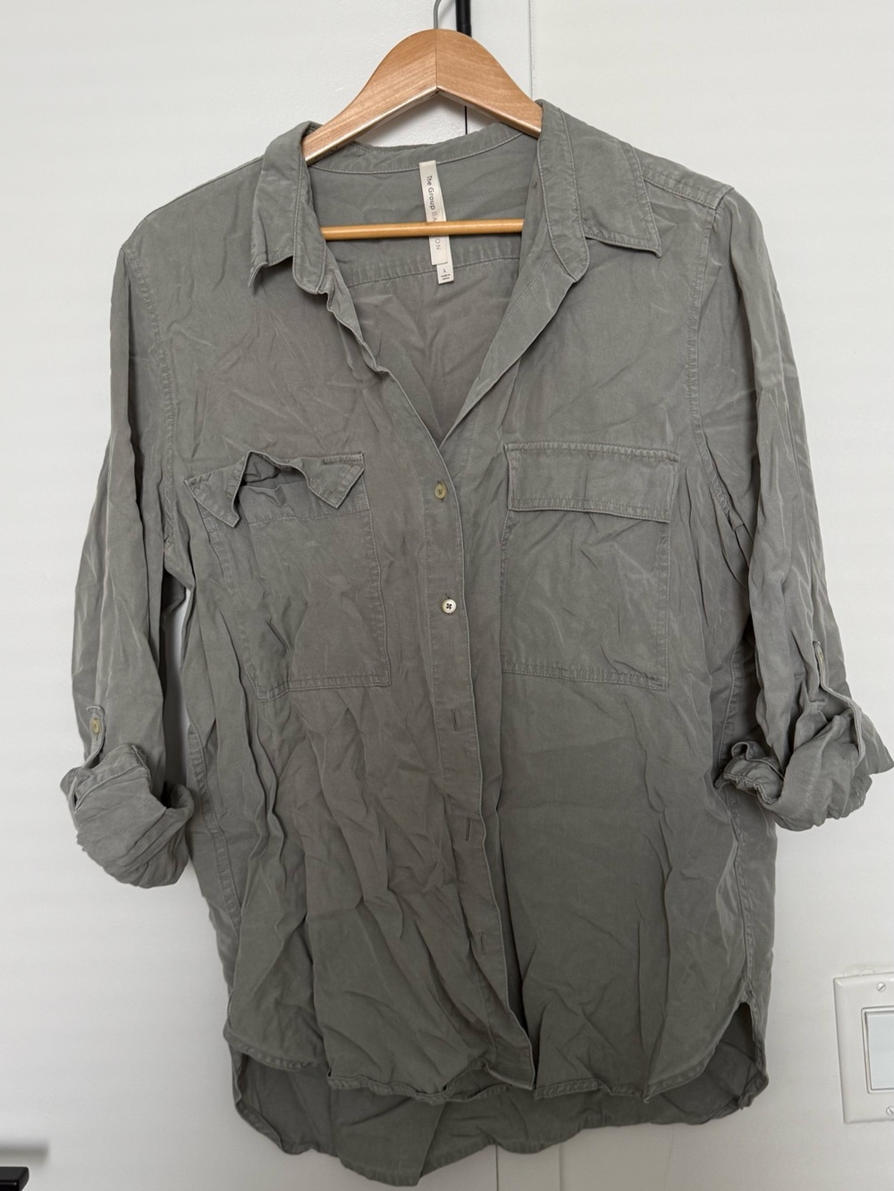 Babaton Olive-Grey Utility Button Shirt